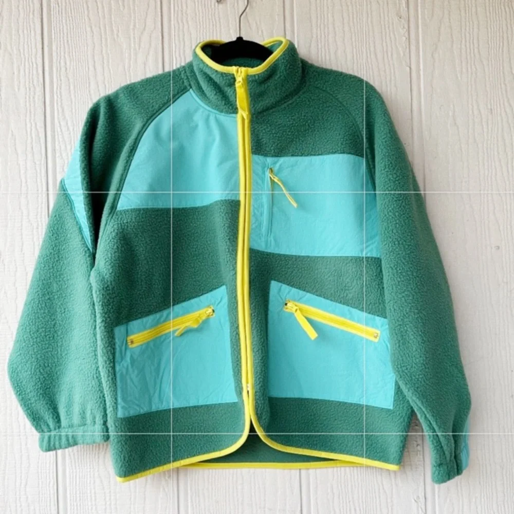 NEW UO Bruce Fleece Spliced Zip Up Jacket - Picture 2 of 7